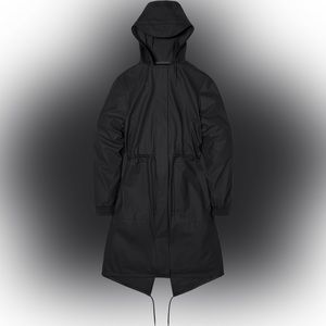 NEW! Rains String Parka waterproof, soft feel and elegant drape - Black - Size L